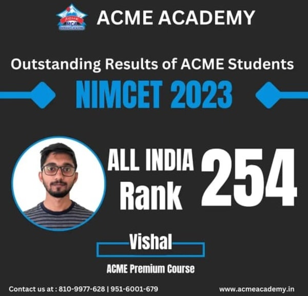 Vishal — AIR 254, NIMCET 2023 topper photo, ACME Academy