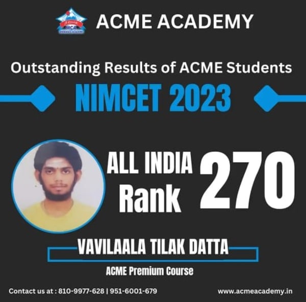 Tilak Datta — AIR 270, NIMCET 2023 topper photo, ACME Academy
