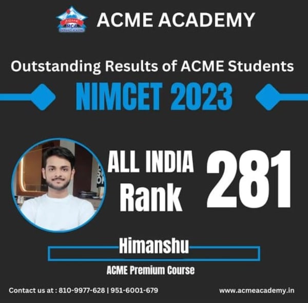 Himanshu — AIR 281, NIMCET 2023 topper photo, ACME Academy