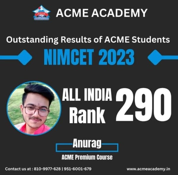 Anurag — AIR 290, NIMCET 2023 topper photo, ACME Academy