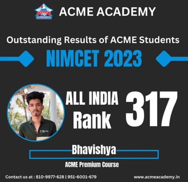Bhavishya — AIR 317, NIMCET 2023 topper photo, ACME Academy
