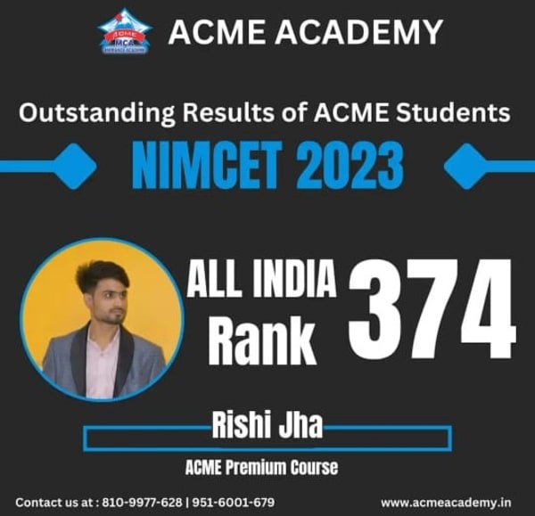 Rishi Jha — AIR 374, NIMCET 2023 topper photo, ACME Academy