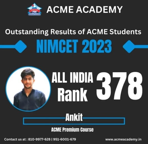 Ankit — AIR 378, NIMCET 2023 topper photo, ACME Academy