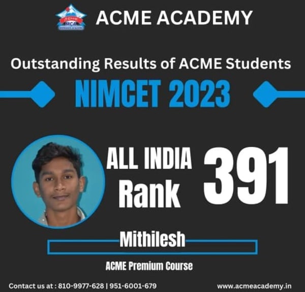 Mithilesh — AIR 391, NIMCET 2023 topper photo, ACME Academy