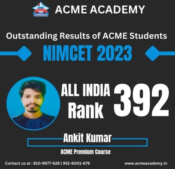 Ankit Kumar — AIR 392, NIMCET 2023 topper photo, ACME Academy