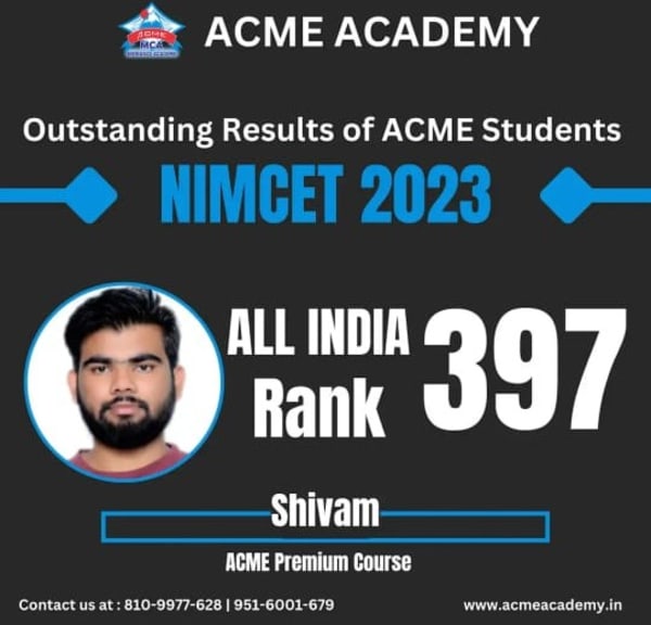 Shivam — AIR 397, NIMCET 2023 topper photo, ACME Academy