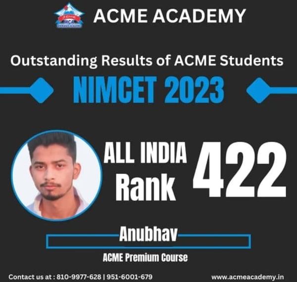 Anubhav — AIR 422, NIMCET 2023 topper photo, ACME Academy