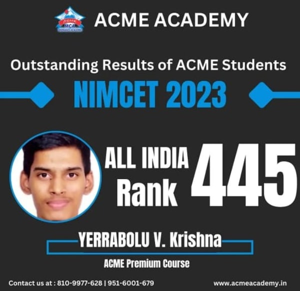 Krishna — AIR 445, NIMCET 2023 topper photo, ACME Academy