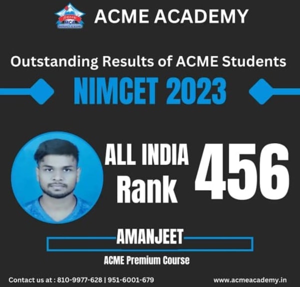 Amanjeet — AIR 456, NIMCET 2023 topper photo, ACME Academy
