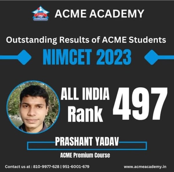Prashant — AIR 497, NIMCET 2023 topper photo, ACME Academy