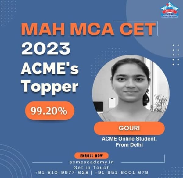 Gouri — Score 99.2, MAHCET 2023 topper photo, ACME Academy