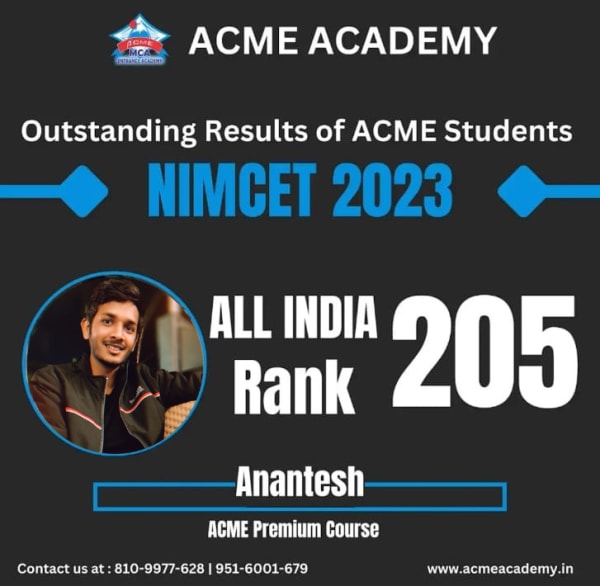 Anantesh — AIR 205, NIMCET 2023 topper photo, ACME Academy