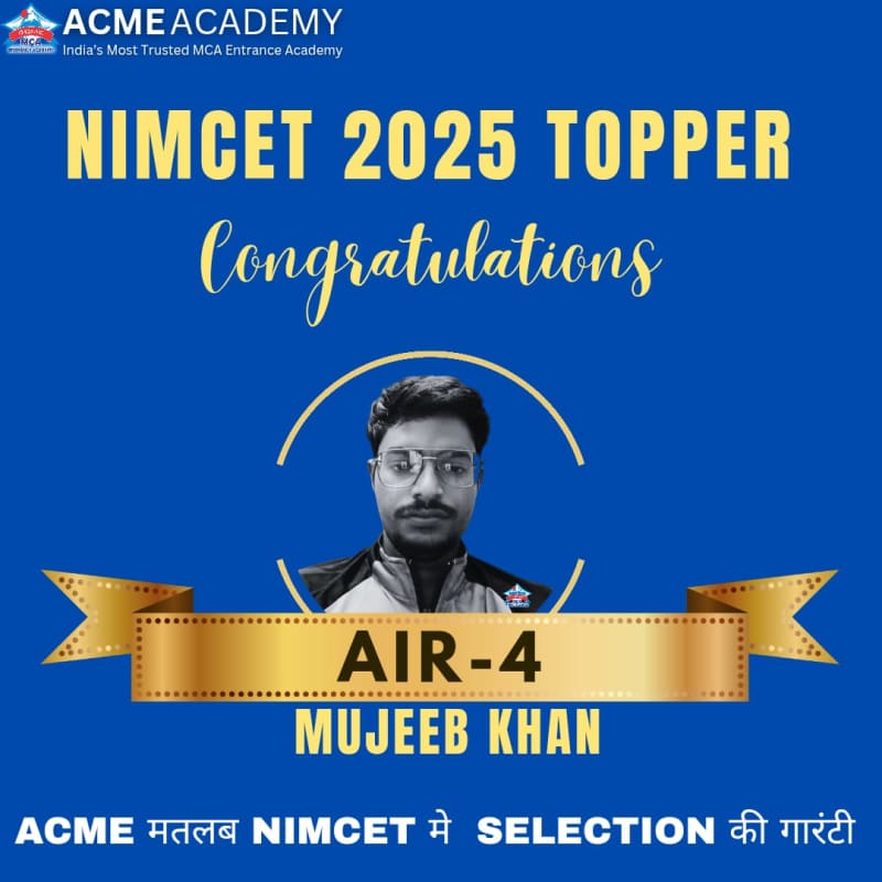 Mujeeb Khan — AIR 4, NIMCET 2025 topper photo, ACME Academy