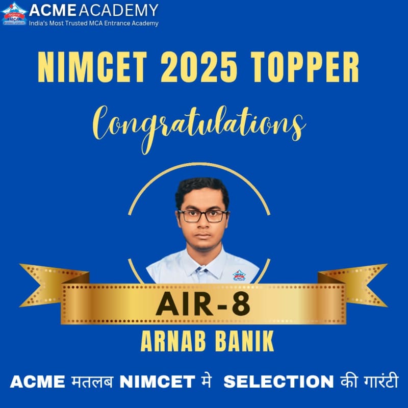 Arnab Banik — AIR 8, NIMCET 2025 topper photo, ACME Academy