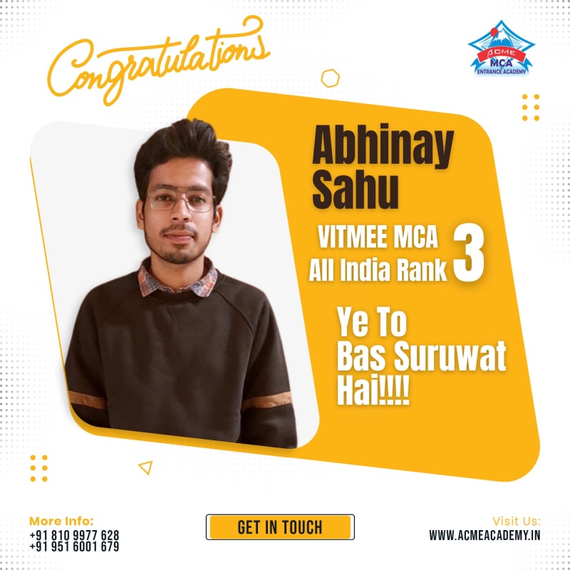 Abhinay — AIR 3, VIT 2023 topper photo, ACME Academy