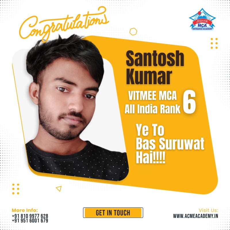 Santosh — AIR 6, VIT 2023 topper photo, ACME Academy