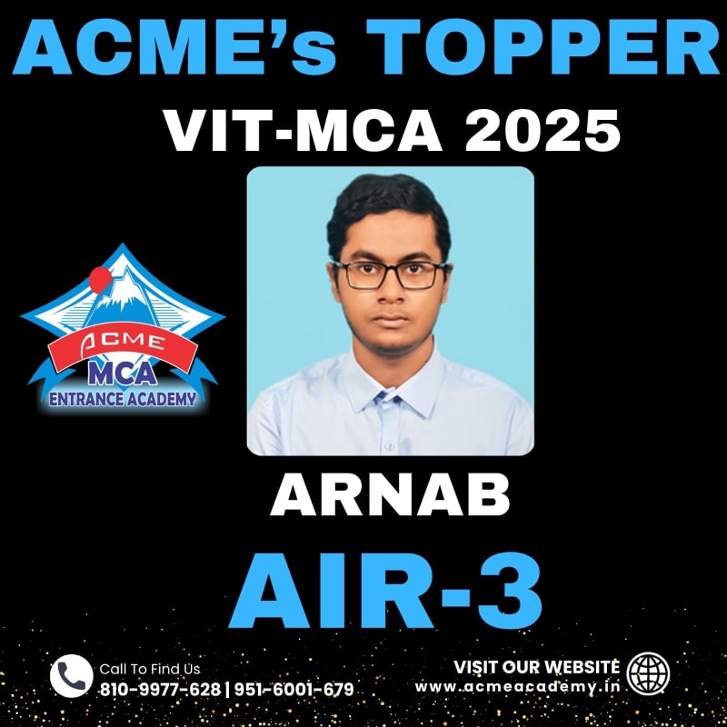 Arnab — AIR 3, VIT 2025 topper photo, ACME Academy