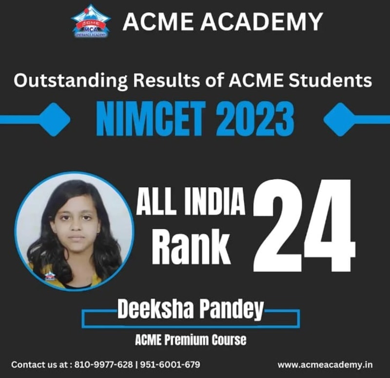 Deeksha — AIR 24, NIMCET 2023 topper photo, ACME Academy