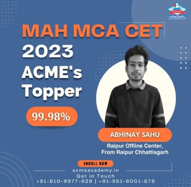 Abhinay — Score 99.98, MAHCET 2023 topper photo, ACME Academy