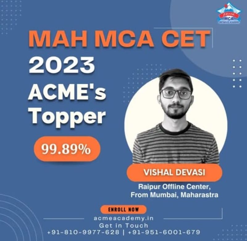 Vishal — Score 99.89, MAHCET 2023 topper photo, ACME Academy
