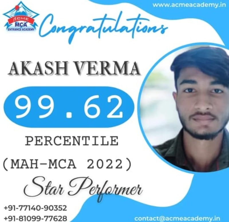 Akash — Score 99.62, MAHCET 2022 topper photo, ACME Academy
