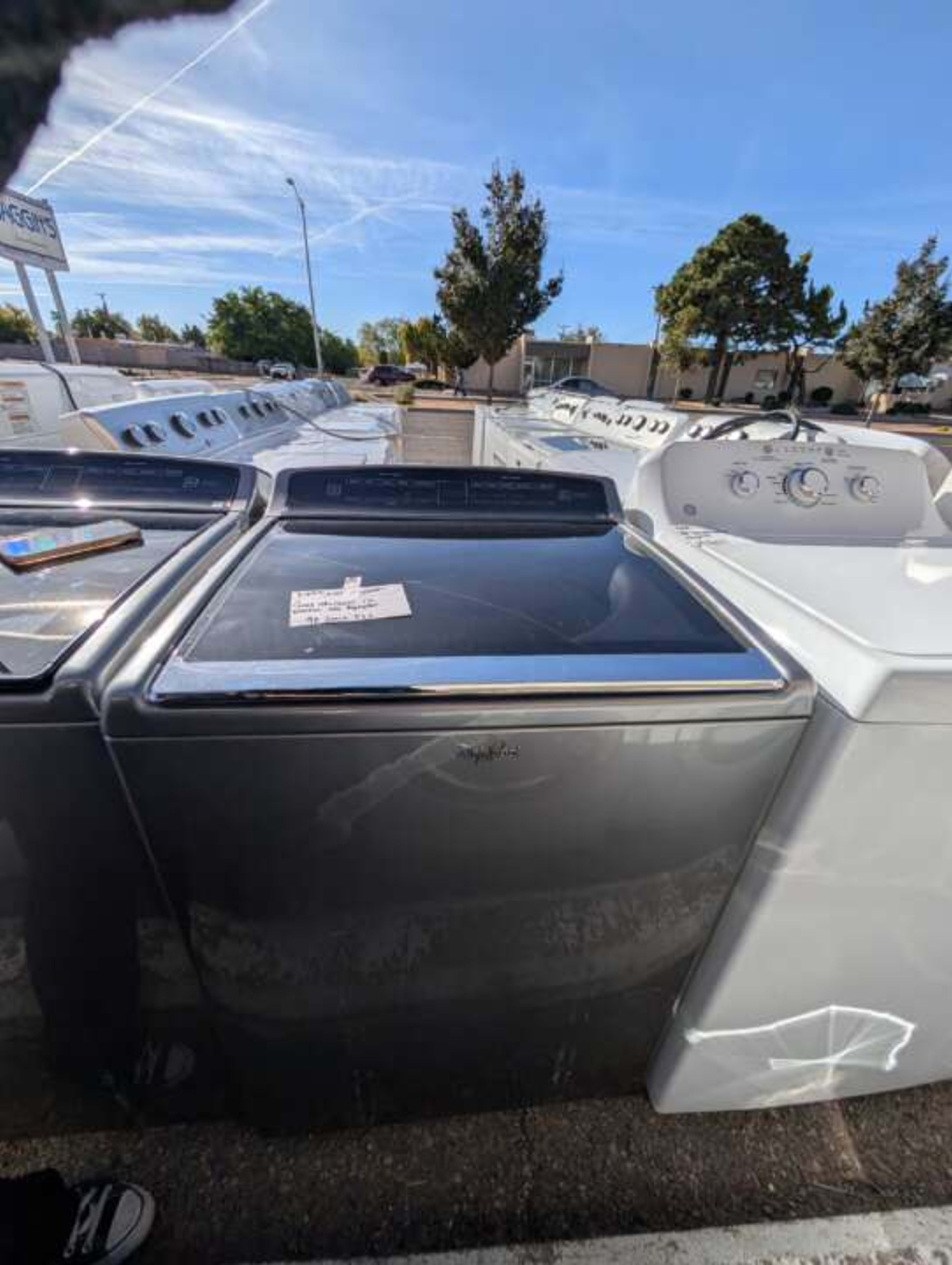 Gray Whirlpool Top Load Washer Without an Agitator