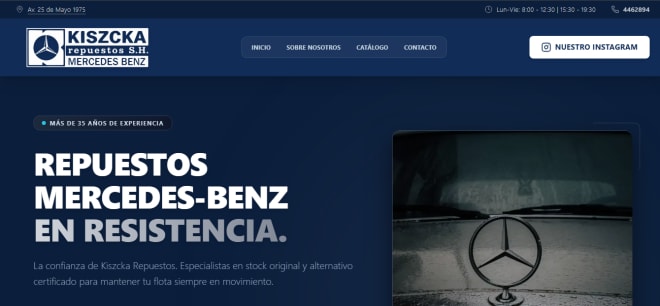Screenshot del proyecto Kiszcka Repuestos Page - Desarrollo web AFdevelopers