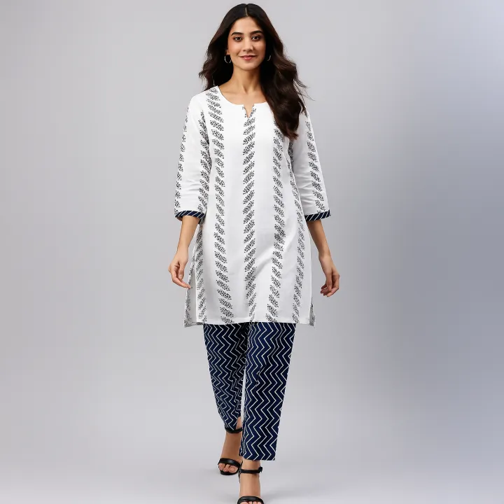 Stylish Collection stitched line print 2pc dress