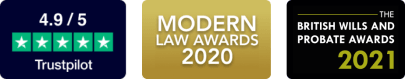 4.9 out of 5 on Trustpilot, winner of Client Care Initiative of the Year at the Modern Law Awards in 2020, winner of Probate Provider of the Year (Small Firms) at the British Wills and Probate Awards in 2021