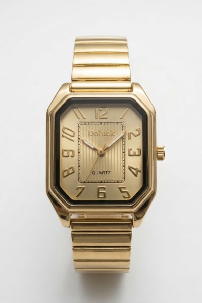 Relógio Feminino Analógico Octogonal - Doluck Quartz Dourado