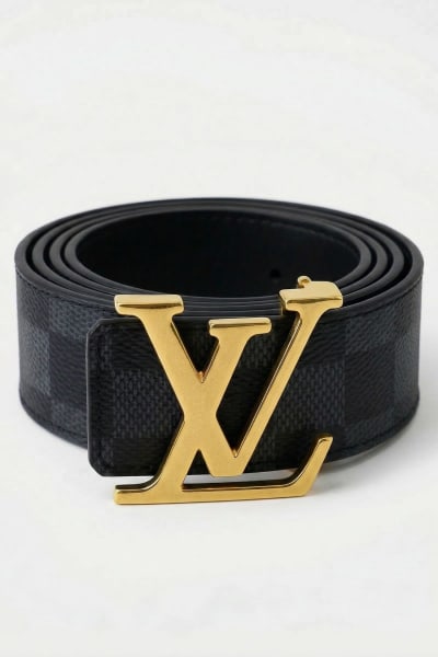 Cinto Masculino Xadrez – LV Dourado + Preto