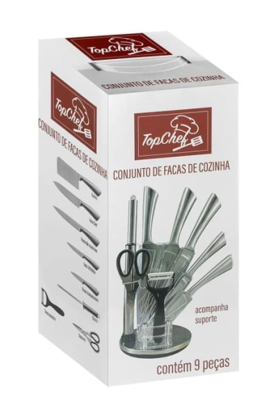 Conjunto de Facas - 09 Peças com Suporte - Top Rio