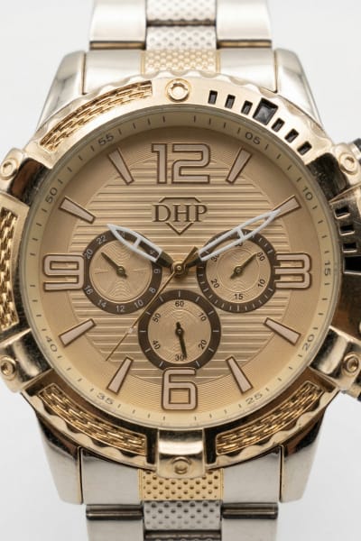 Relógio Masculino Redondo – Quartz DHP Dourado