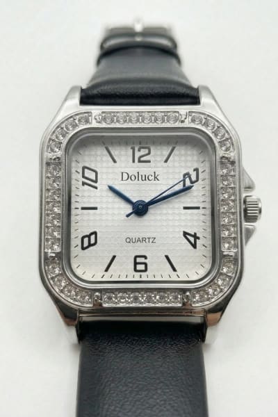 Relógio Feminino Analógico Quadrado - Doluck Quartz Prata + Preto