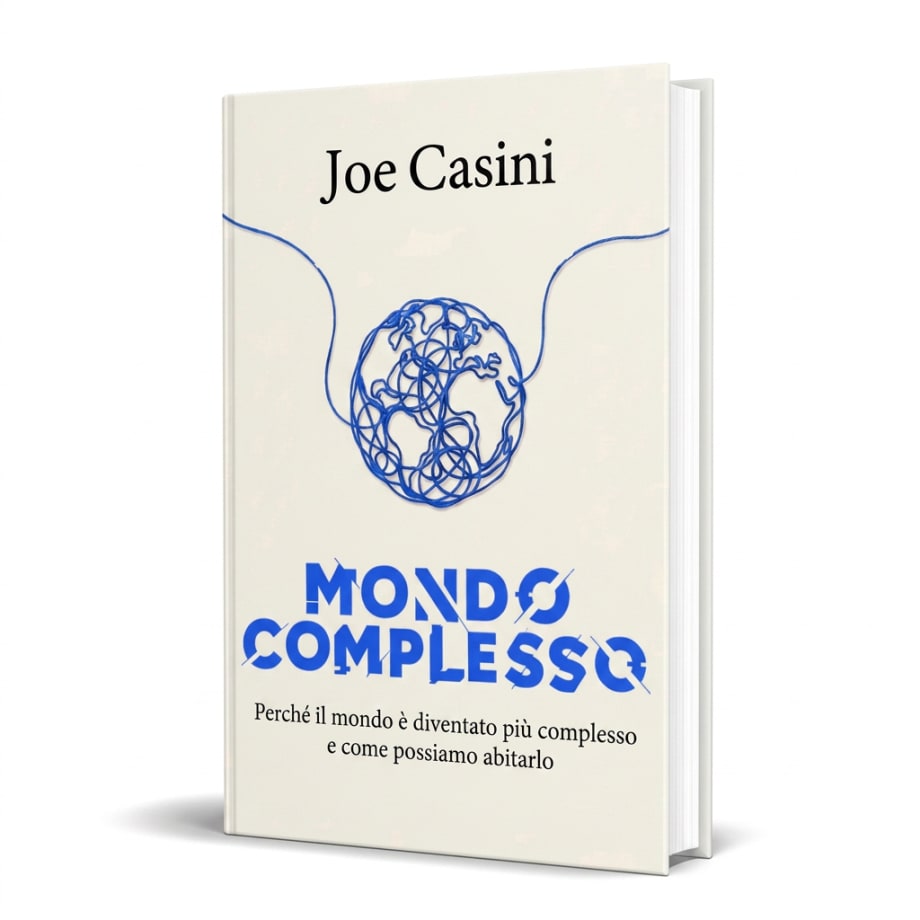 La copertina di Mondo Complesso: un filo blu che si annoda fino a formare un pianeta