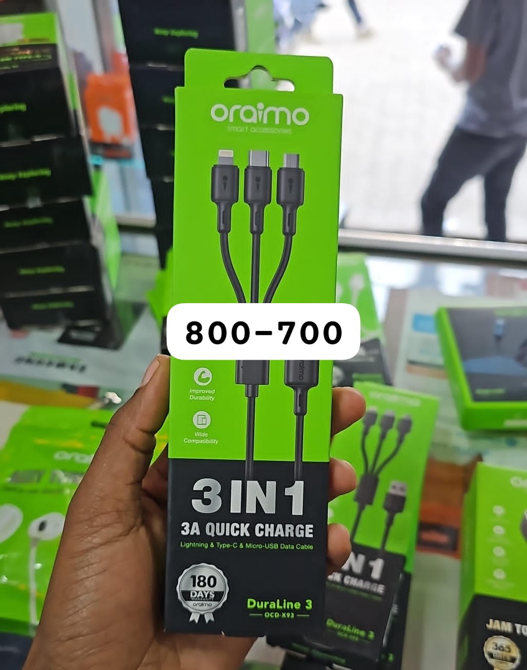 Oraimo 3-in-1 3A Quick Charge Multi-Cable