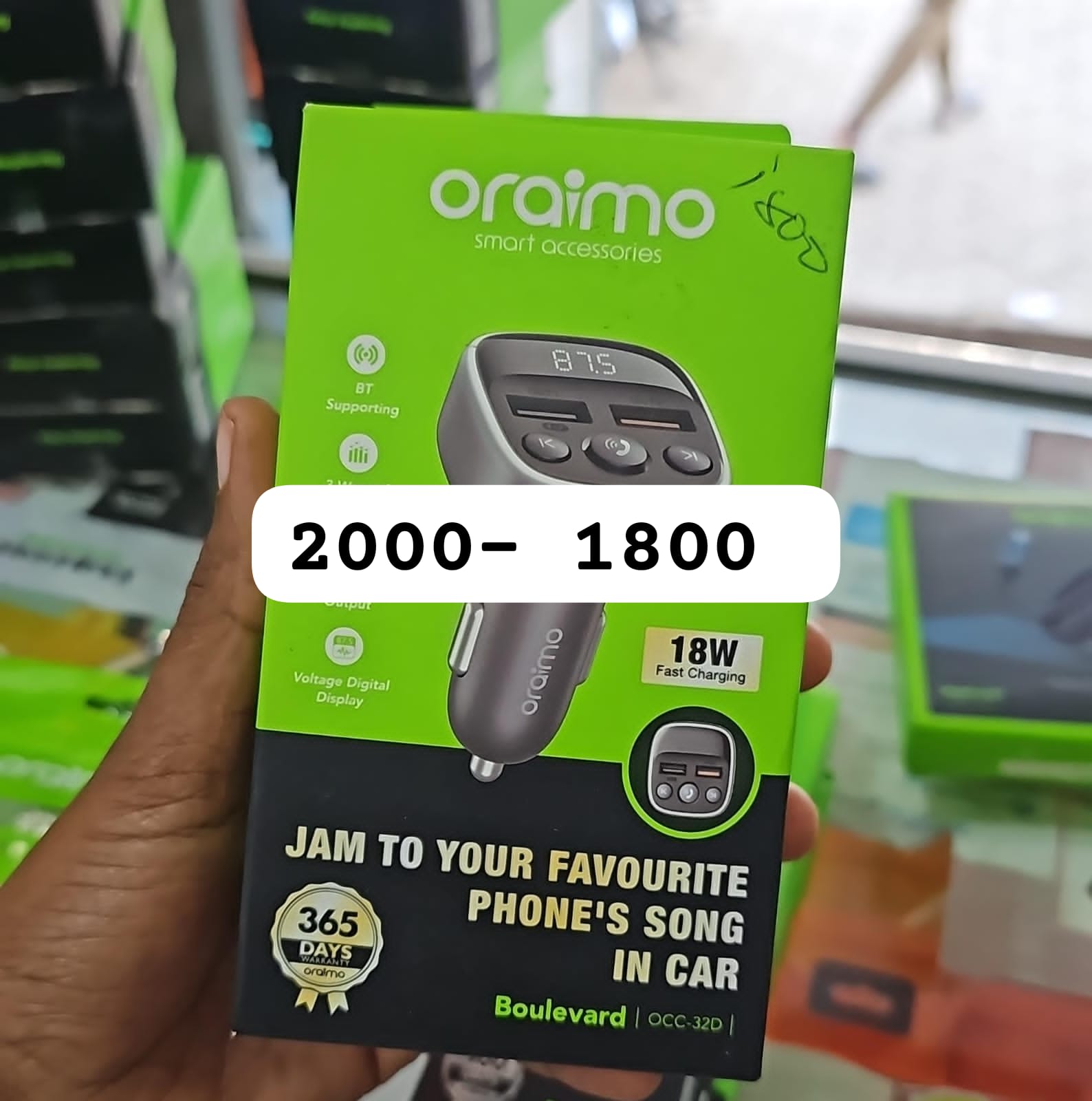 Oraimo Wireless Bluetooth In-Car FM Audio Transmitter