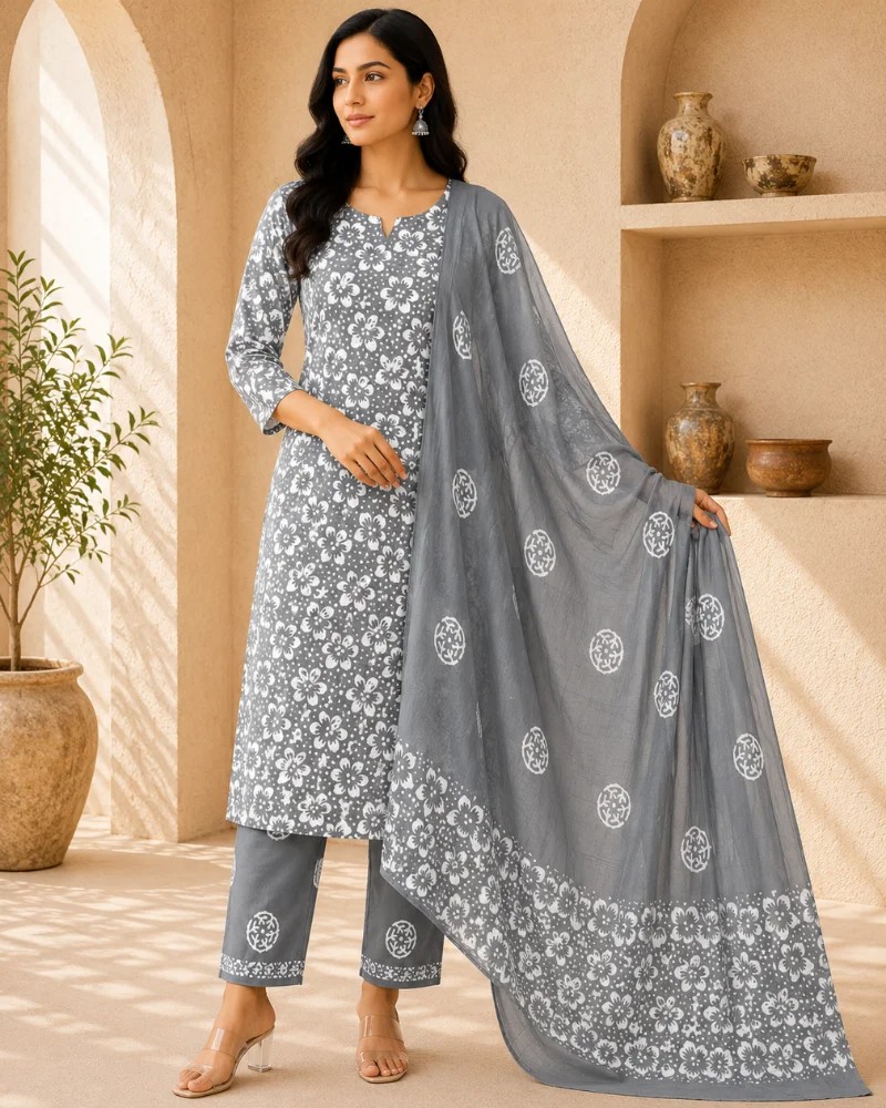 Designer Printed Cotton Dress Material