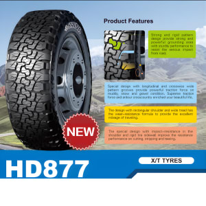 Haida HD877 Aggressive High-Void Tread Pattern - Mud Grip Technology.