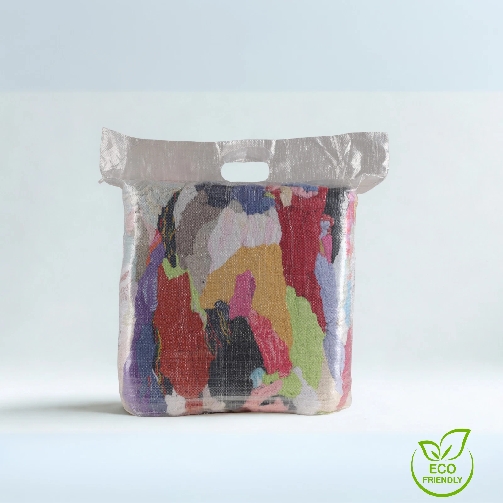 Close up of mixed coloured cotton rag texture showing absorbency.