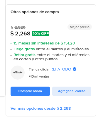 Otras opciones en Mercado Libre