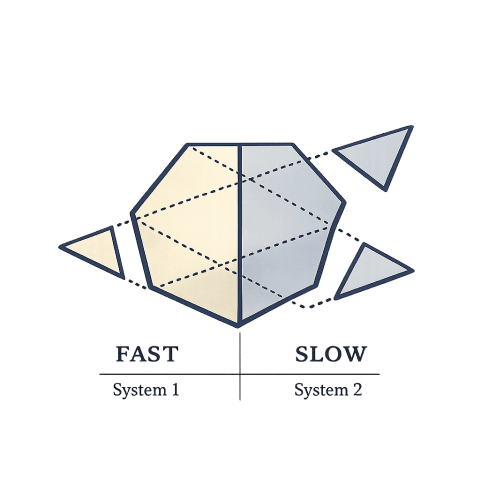 A complex shape being broken into its constituent triangles by dotted lines.