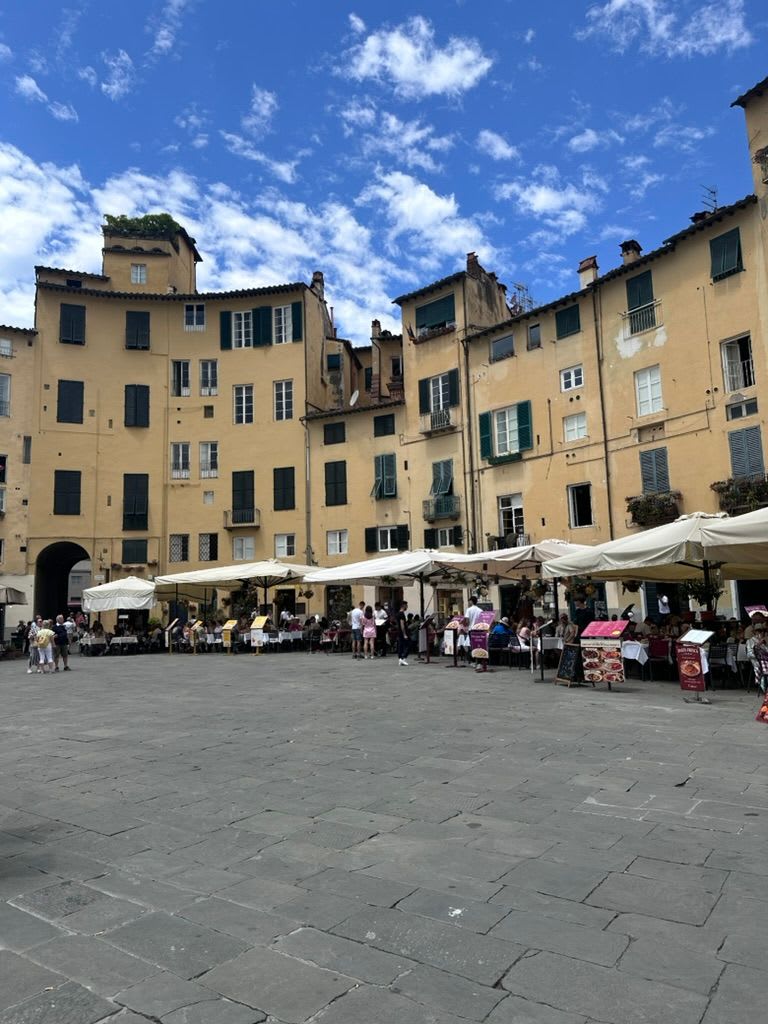 Piazza dell'Anfiteatro, the oval square built on Lucca's Roman amphitheatre