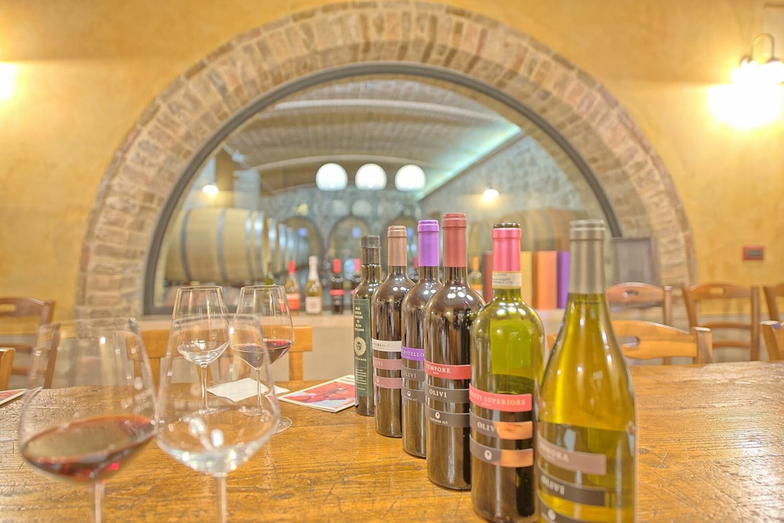 Tenuta La Barricaia — glasses laid out for a tasting