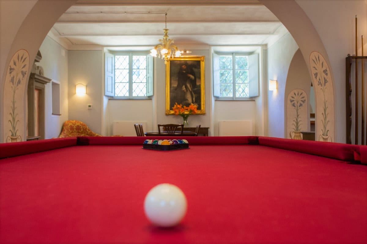 Villa della Cappella — a close view of the billiards table
