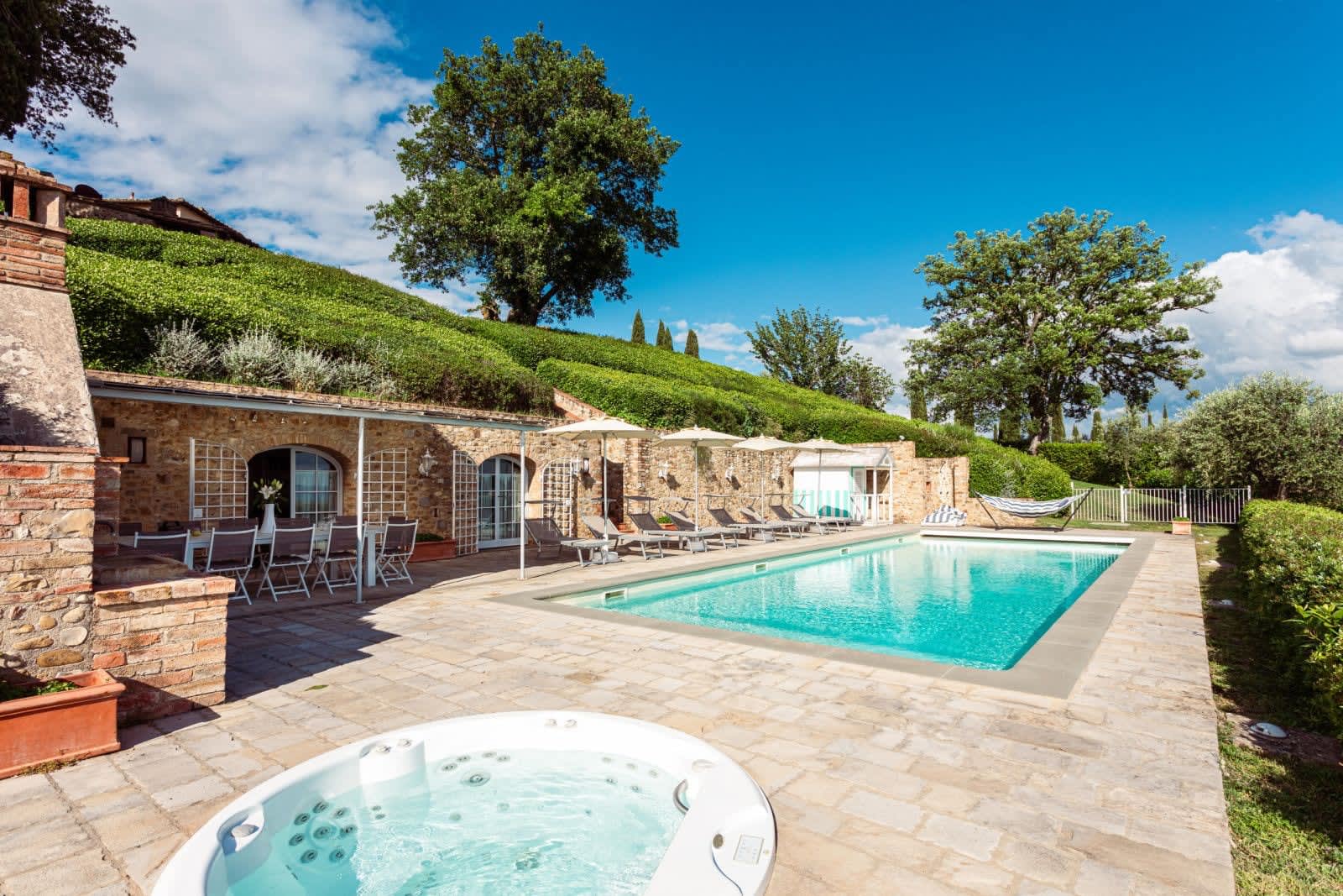 Villa Fornacella — the pool and its loungers