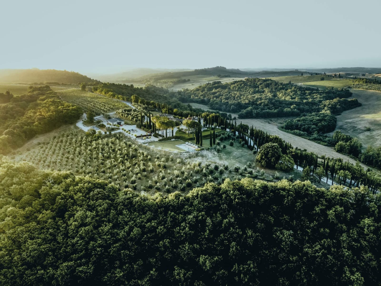 Tenuta Belvedere Estate: Tenuta Belvedere — the estate and its countryside from the air