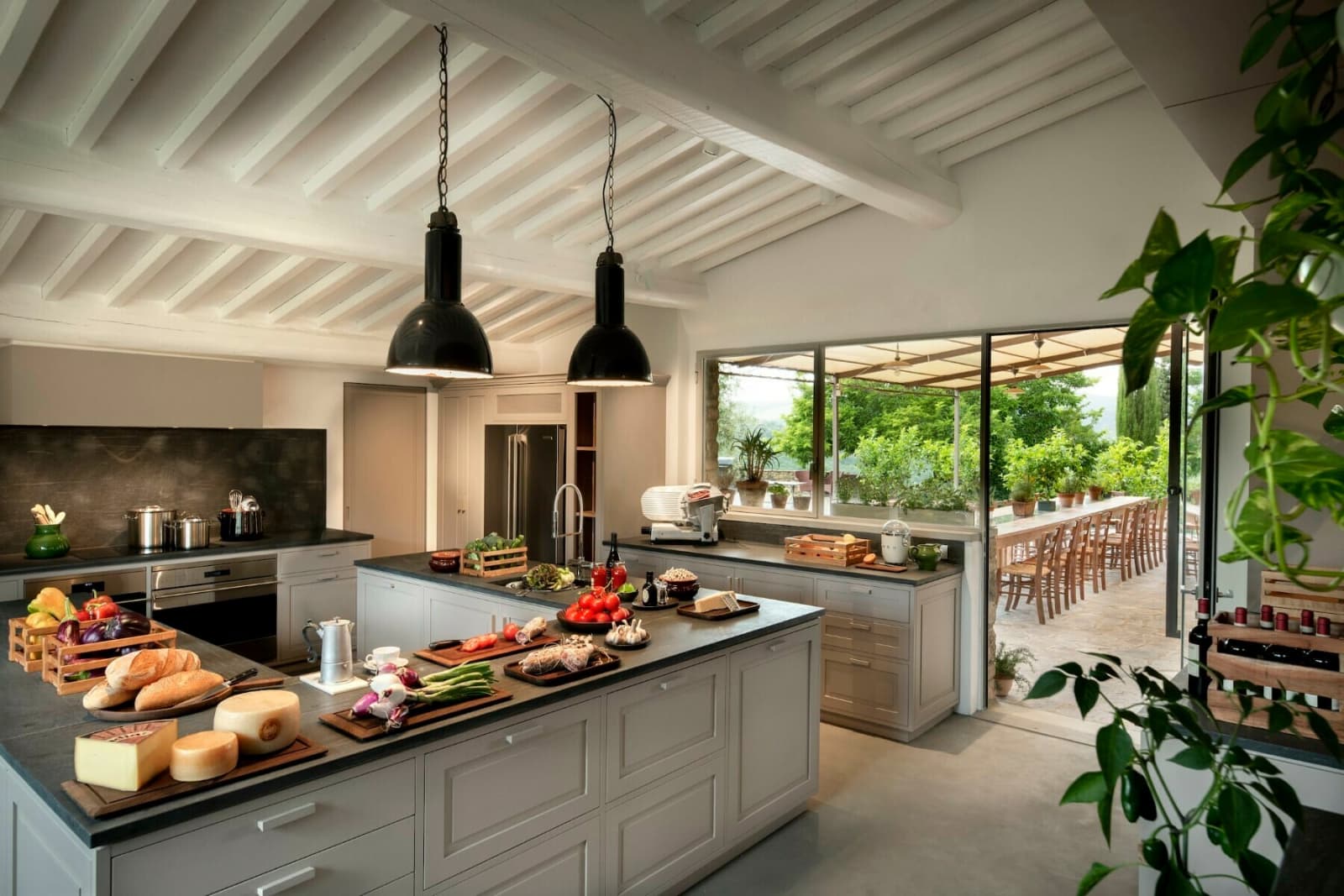 Casale Gherardi — the open-plan kitchen opening onto the terrace