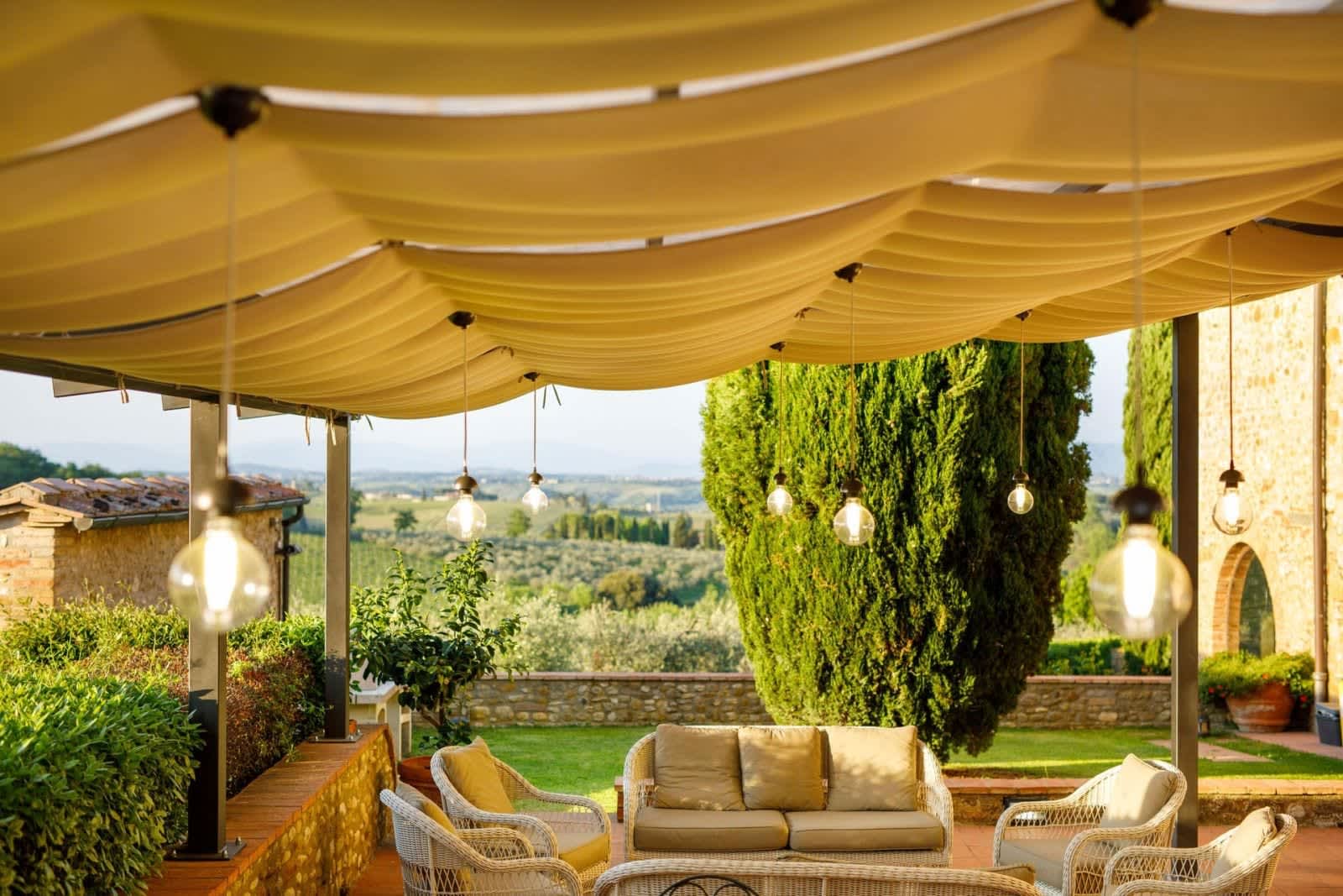 Solare del Chianti — the shaded terrace over the hills