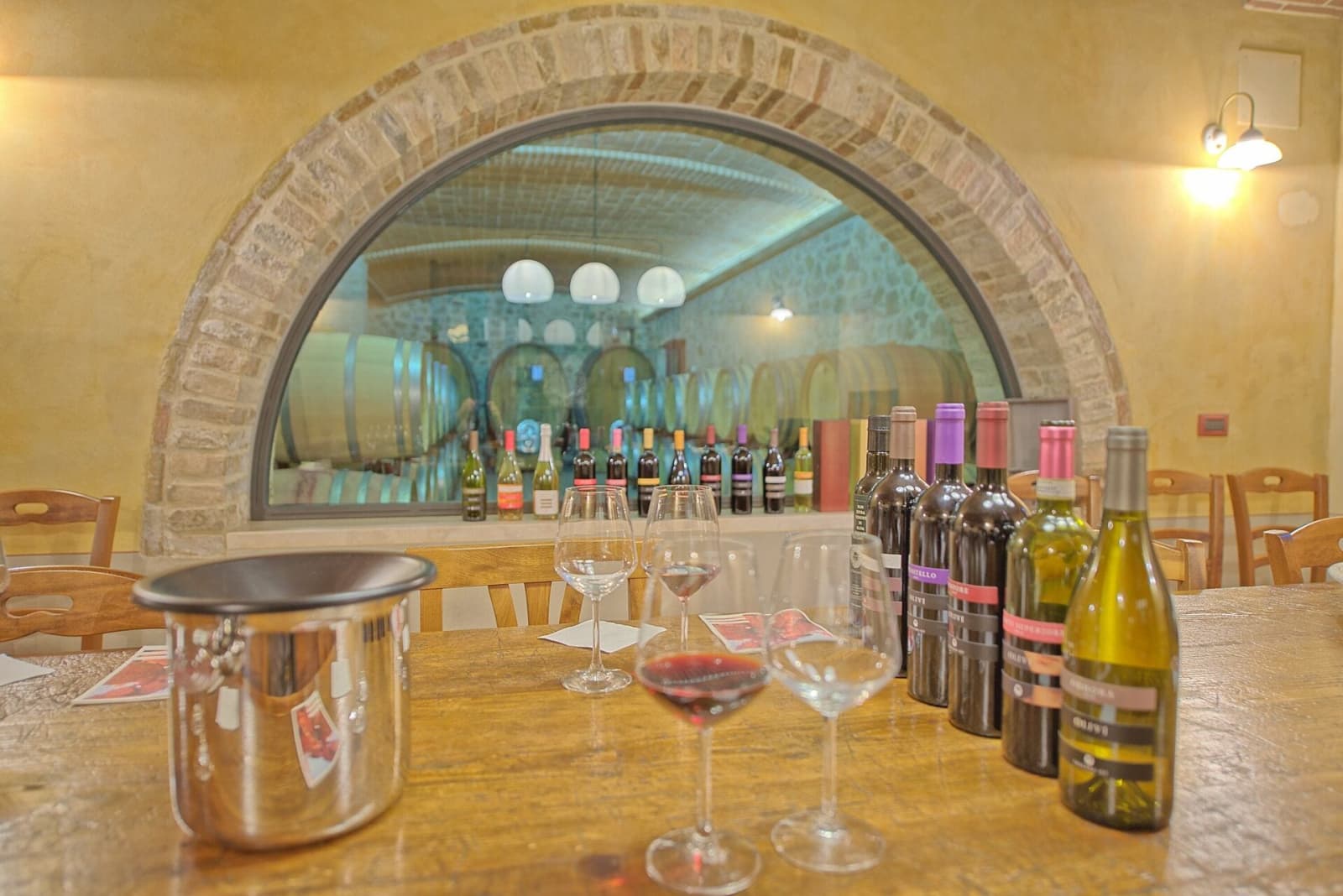 Tenuta La Barricaia — the tasting counter in the cellar